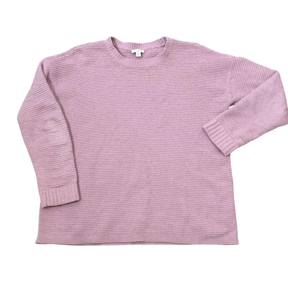J. Jill Cozy Soft Chenille Lavender Boxy Sweater (S) Seed Stitch Oversized Layer